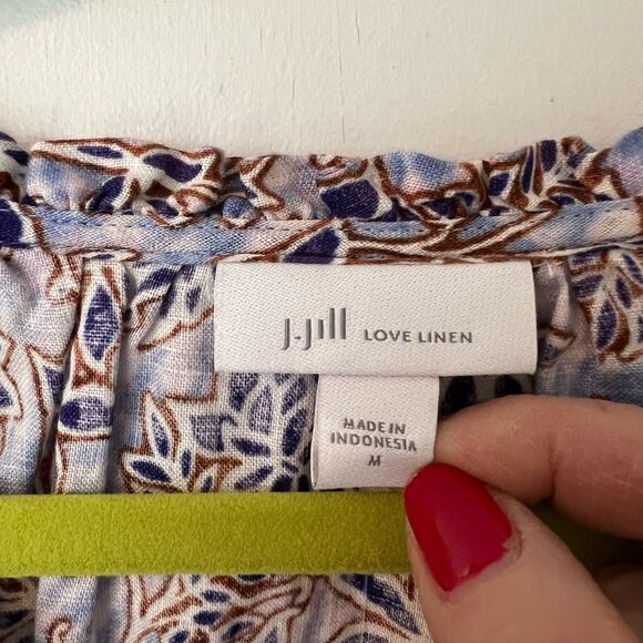 J Jill flower print linen blouse - Picture 2 of 7